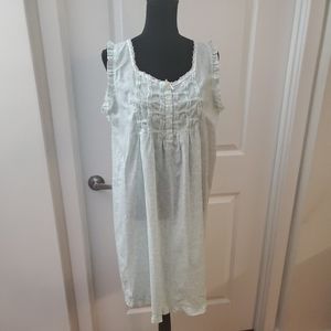 Miss Elaine green floral Print lace detail Nightgown Women's Sz L. NWOT